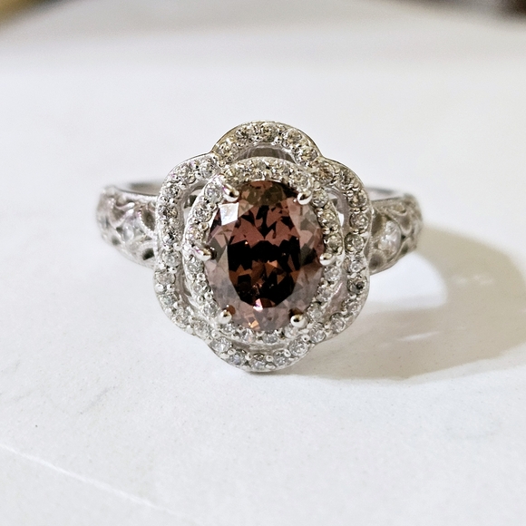 Authentic Tacori Blush Diamonique Ring Platinum Over Sterling Silver Sz 8! - Picture 3 of 13